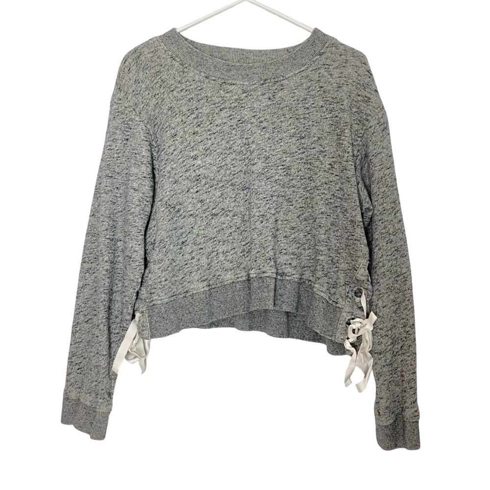 Derek Lam 10 Crosby Sweatshirt Womens Size Medium Large 12 Pullover Gray Lace Up